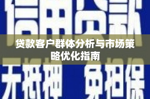 康马贷款客户群体分析与市场策略优化指南