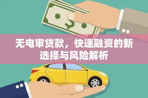 康马无电审贷款，快速融资的新选择与风险解析
