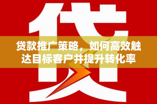 康马贷款推广策略，如何高效触达目标客户并提升转化率