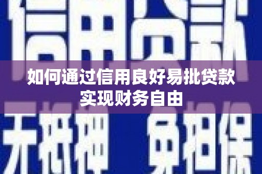 康马如何通过信用良好易批贷款实现财务自由