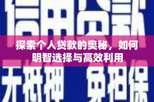 康马探索个人贷款的奥秘，如何明智选择与高效利用